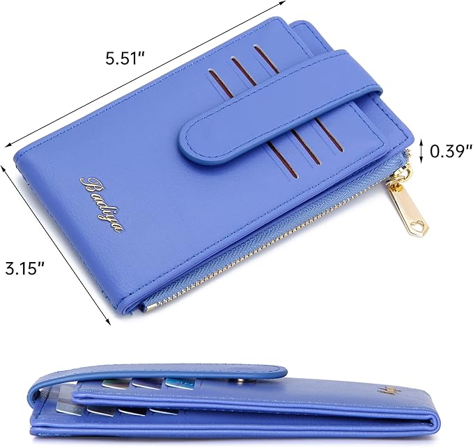 Badiya Slim Women Wallet RFID Blocking Bifold Compact 9 Card Slots Holder Wallets Soft Leather with Zipper Coin Pocket 2 ID Window