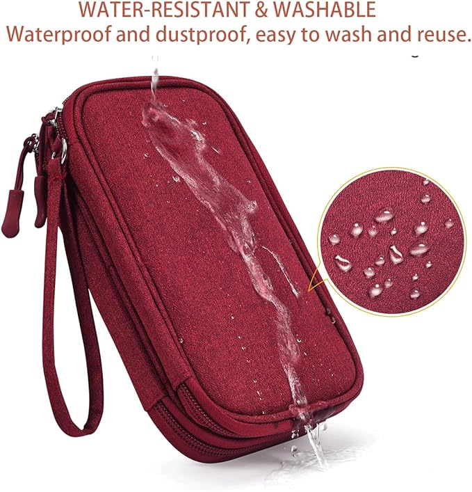 CAAORDKSO Electronic Organizer Travel Cable Accessories Bag, Case for Cable, USB, Cord, Charger, Phone, Power Bank, Earphone (Wine Red, Large)