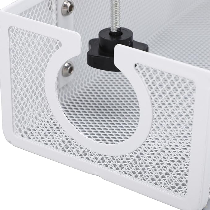 Under Desk Cable Management Tray, Carbon Steel Cord Organizer with Side Round Hole and Trapezoidal Design, Metal Desk Cable Management System for Office Study Workstation (White)
