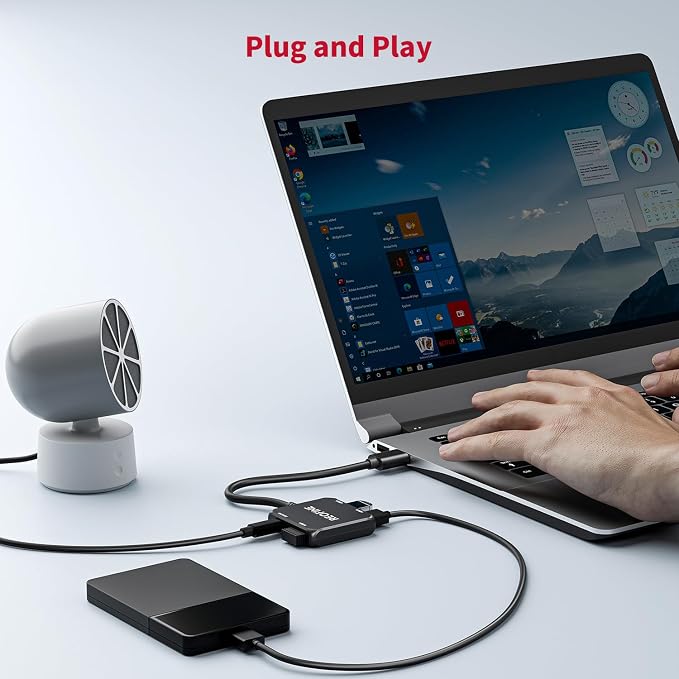 USB C Hub 4 Ports Multiple USB 3.0 Hub Splitter Portable USB Adapter Mini Multiport Expander for Desktop, Laptop, Gaming Console, Flash Drive, HDD, Printer, PC, Keyboards