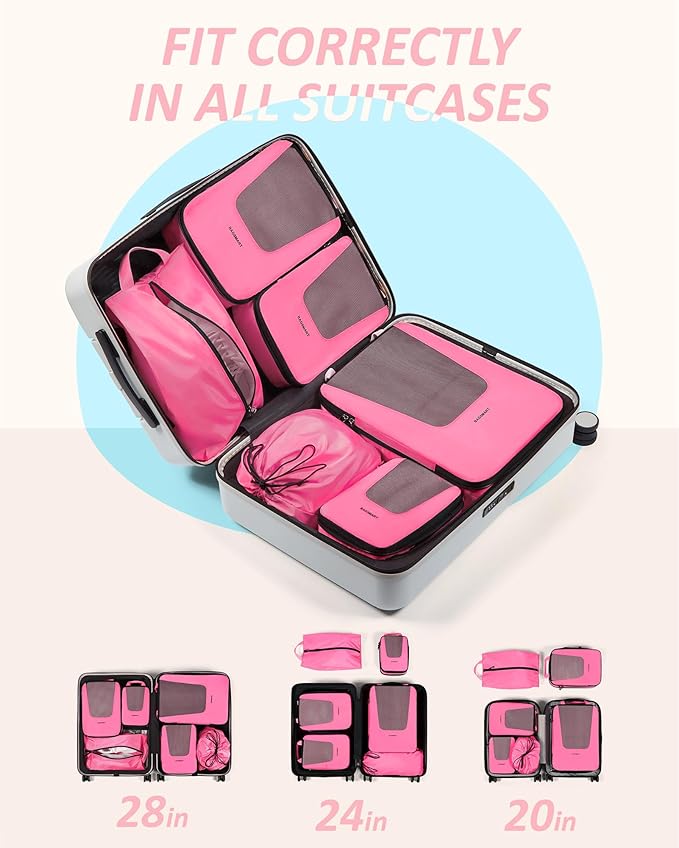 BAGSMART Compression Packing Cubes for Travel, 6/5/4set Lightweight Packing Organizers, Summer Travel Essentials Suitcase Organizer Bags Set