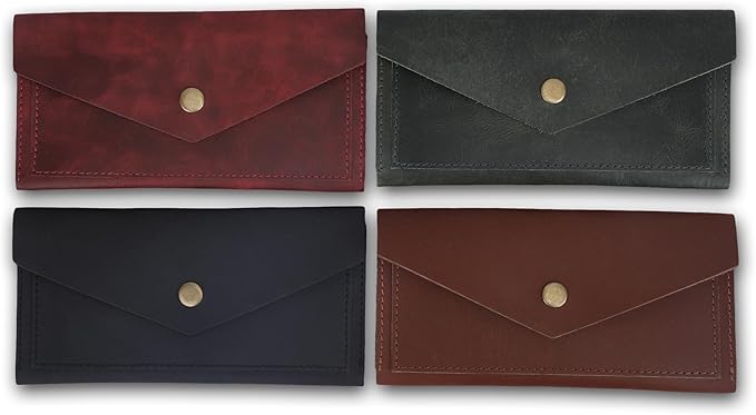 Green Leather Money Bag Wallets for Women - Handcrafted Leather Cash Envelopes for Budgeting Binder - Currency Holder Money Bag for Cash, Money Organizer for Cash Travel Purses for Women