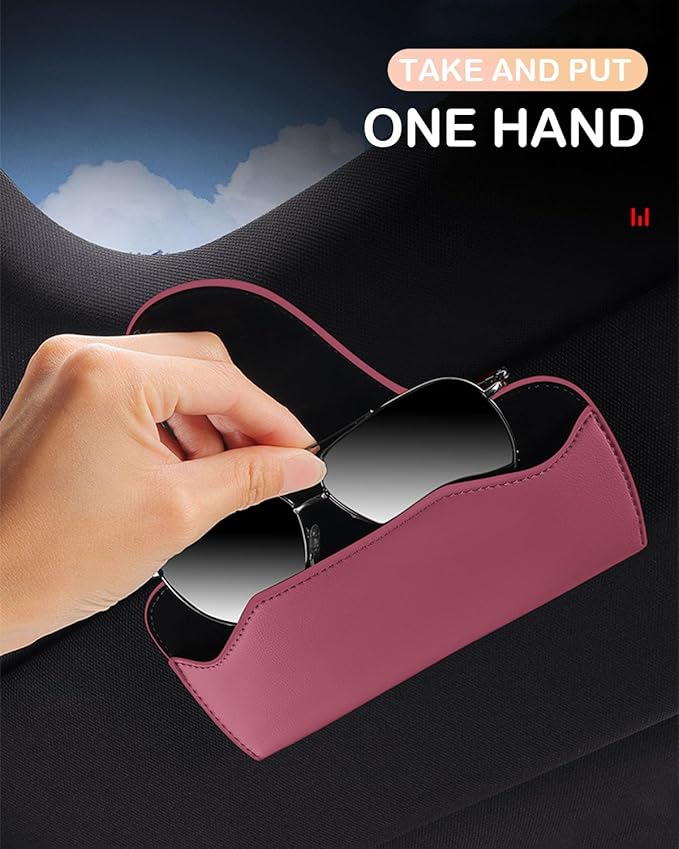 Magnetic Sunglass Holder for Car Visor Clip, Visor Accessories Eyeglasses Holder, Leather Glasses Storage Case