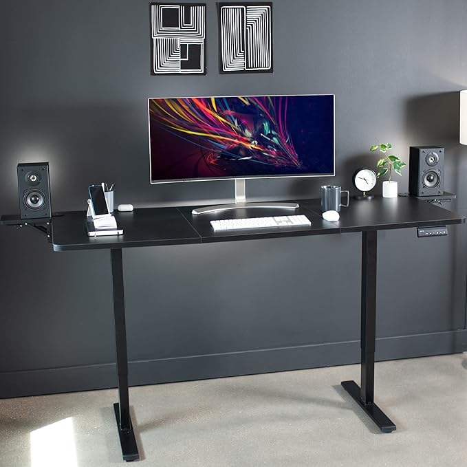 VIVO Clamp-on 6 x 9 inch (11 Including Clamps) Desk Extender, Wrist Support, Armrest Tray, Table Mount for Sit Stand Desks, Black, DESK-EXT09
