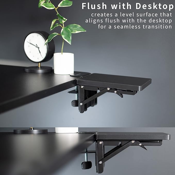 VIVO Clamp-on 6 x 9 inch (11 Including Clamps) Desk Extender, Wrist Support, Armrest Tray, Table Mount for Sit Stand Desks, Black, DESK-EXT09