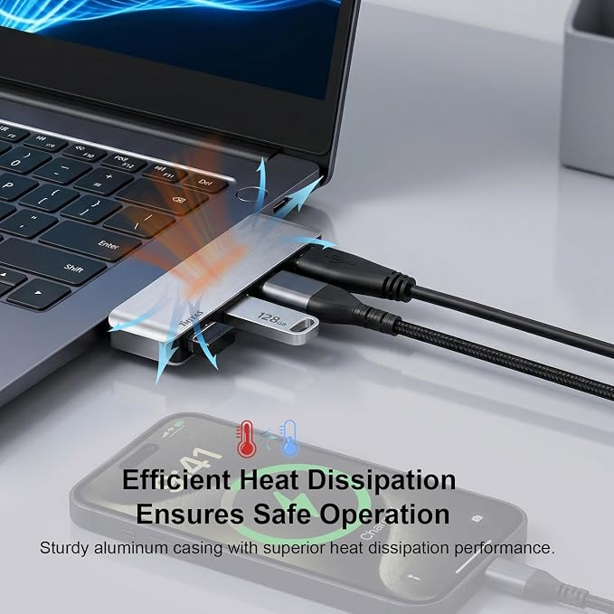 Right Side USB 3.0 Hub, 4-Port Cable-Free USB Splitter for Laptop, Direct-Plug Design, Compatible with MacBook, Laptops, Desktop, Surface, Flash Drive, HDD and USB More