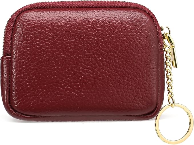 SENDEFN Mini Coin Purse Soft Leather Small Coin Pouch Purses Women Zipper Pocket with Key Ring