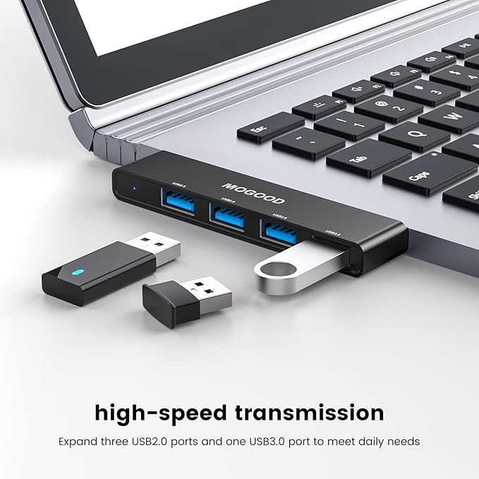 USB Hub 3.0 MOGOOD USB Hub for Laptop USB Splitter USB Port Splitter USB Port Expander USB Multiport Adapter Laptop, Xbox, Flash Drive, HDD, Console, Printer, Camera,Keyborad, Mouse