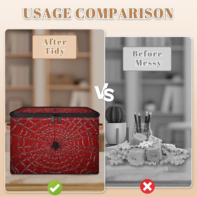 Storage Basket for Bedroom Kitchen Bathroom Storage Bins with Lids Collapsible Toy Cube Storage Organizer for Kid Teen Women Men