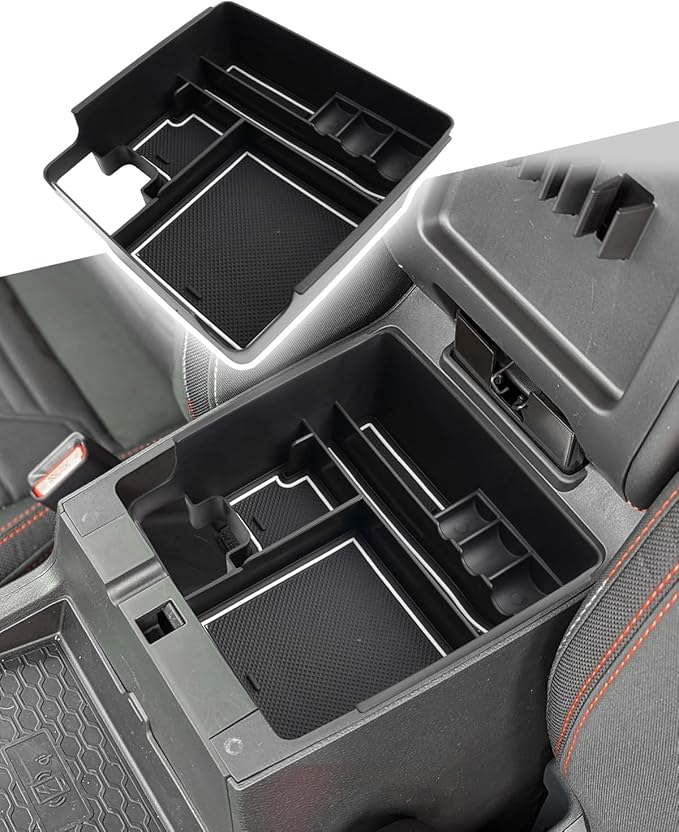 CDEFG 2022 2023 Ni*ssan Frontier SR5, SR5 S, SV, Midnight Edition, Pro-X and Pro-4X Center Console Organizer Tray Armrest Storage Box Insert (white)