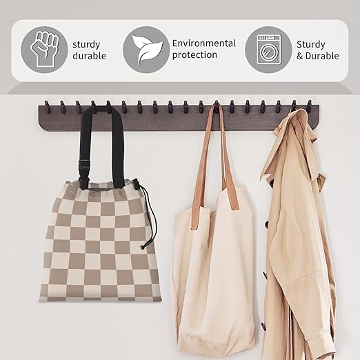 Car Trash Bag Large Hanging Can for Back of Seat, Cute Waterproof Car Garbage Bag for Vehicle, Travelling, Outdoor Cute Beige Checkerboard