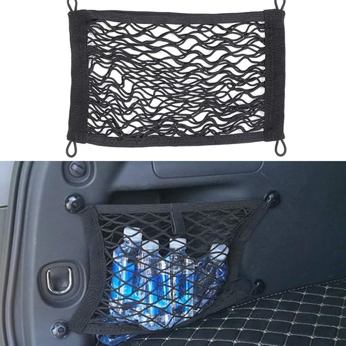 for Universal Elastic mesh net Trunk Bag Car Elastic Netting Carrier Car Trunk Side Cargo Luggage Elastic Storage Net Mesh Pocket Organizer(45 * 25cm)