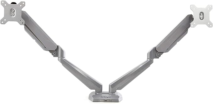 StarTech.com Desk Mount Dual Monitor Arm with USB/Audio, Desk Clamp Ergonomic VESA Mount for up to 32" (17.6lb/8kg) Displays