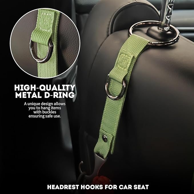 IronSeals 2 Pack Headrest Hooks for Car Seat, Heavy Duty Metal Utility Seat Hooks for Car Seat Organizer, Car Clips for Hanging Bag, Purse