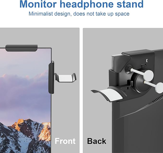 Headphone Holder for Screen, Plastic Headphone Stand, Headset Stand Suitable for AirPods Max, Sony, Bose, Beats and More (black)