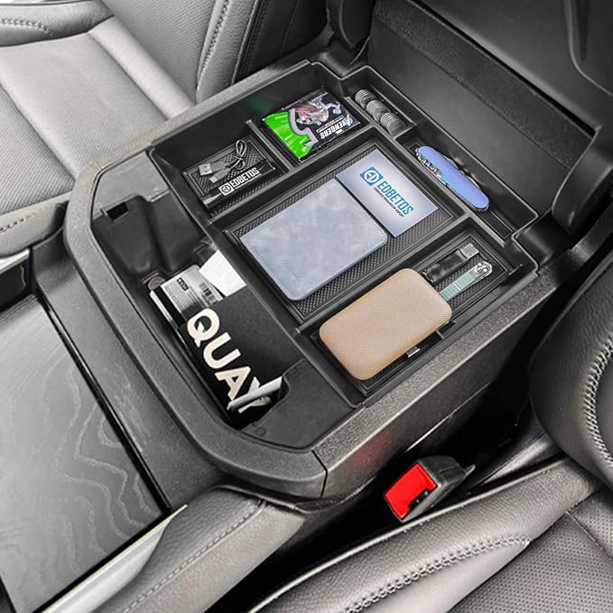 EDBETOS Power Sliding Console Organizer Compatible with 2021-2024 2025 2026 Chevy Tahoe Suburban/GMC Yukon Accessories Armrest Box Insert Tray,(NOT Fit Standard Console with charging socket),Black
