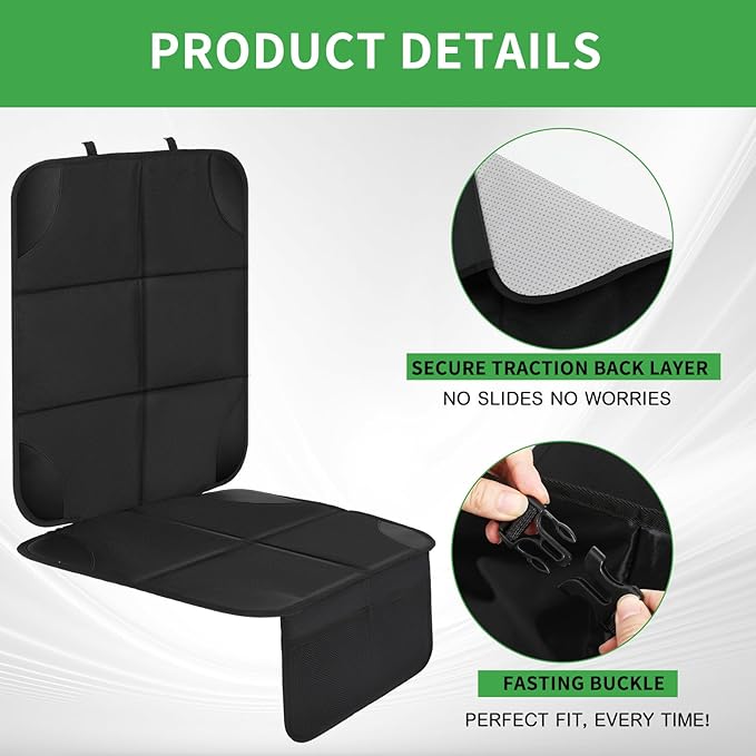 Aurelema 4 Pack Non-slip Car Seat Protector and Backseat Organizer Kick Mat with Tablet Holder, Large Waterproof Car Seat Protector with Storage Pockets for Leather and Fabric