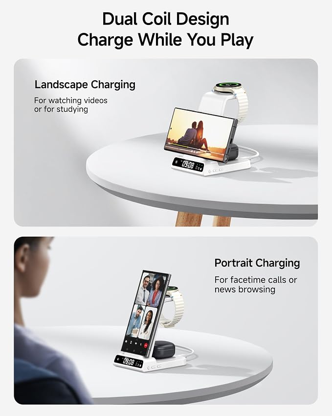 Wireless Charger for Samsung, 3 in 1 Wireless Charging Station for Samsung Galaxy S25 Ultra/S24 Ultra/S23/S22/Note 20/Z Flip 7/Fold 6, Charger for Samsung Galaxy Watch Ultra/8/7/6, Galaxy Buds 3/3 Pro