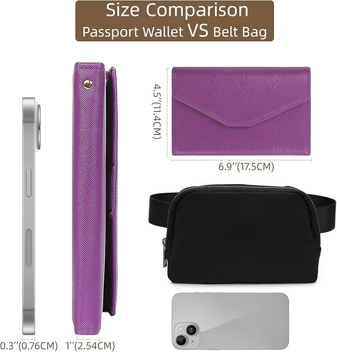 ZOPPEN Mulit-purpose Rfid Blocking Passport Holder Travel Wallet (Ver.4) Passport and Vaccine Card Holder ComboTri-fold Document Organizer Travel Essentials