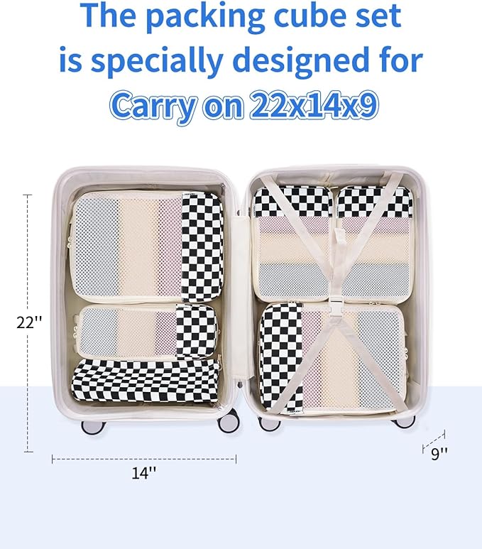 Narwey 6 Set/5 Set Compression Packing Cubes for Travel Kids Women Carry on, Packing Organizers Bag for Backpack Luggage Suitcase Duffle Bags