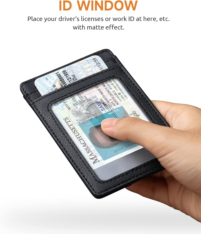 Buffway Mens Slim Wallet, Minimalist Thin Front Pocket Leather Credit Card Holder with RFID Blocking for Work Travel | Minimalist