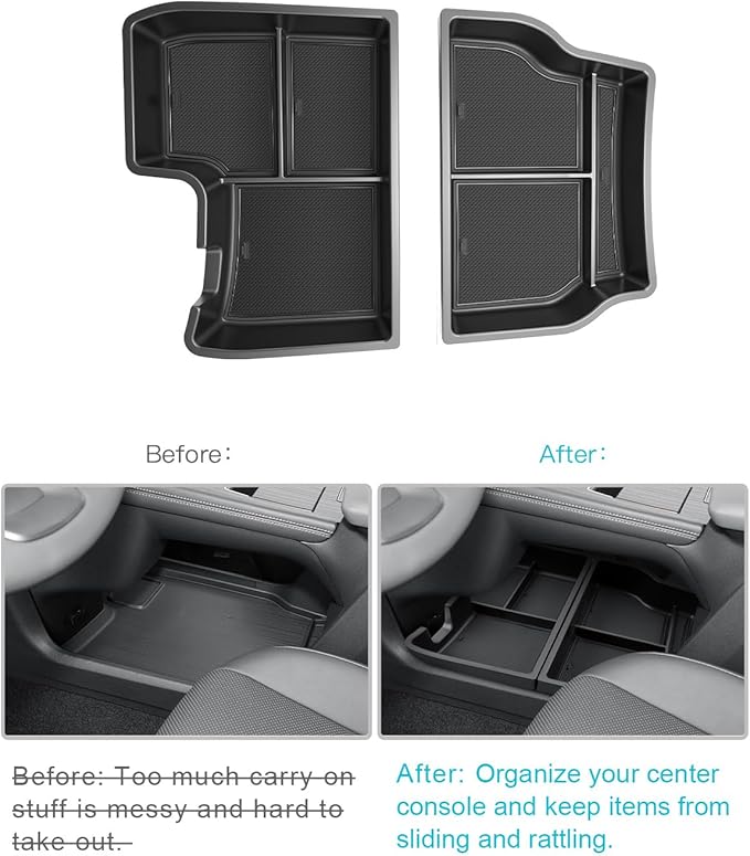 CDEFG 2Pcs Center Console Organizer Lower Tray for Toyota Sienna 2021-2025 2026 Accessories, Lower Center Console Tray Sienna Interior Storage Box