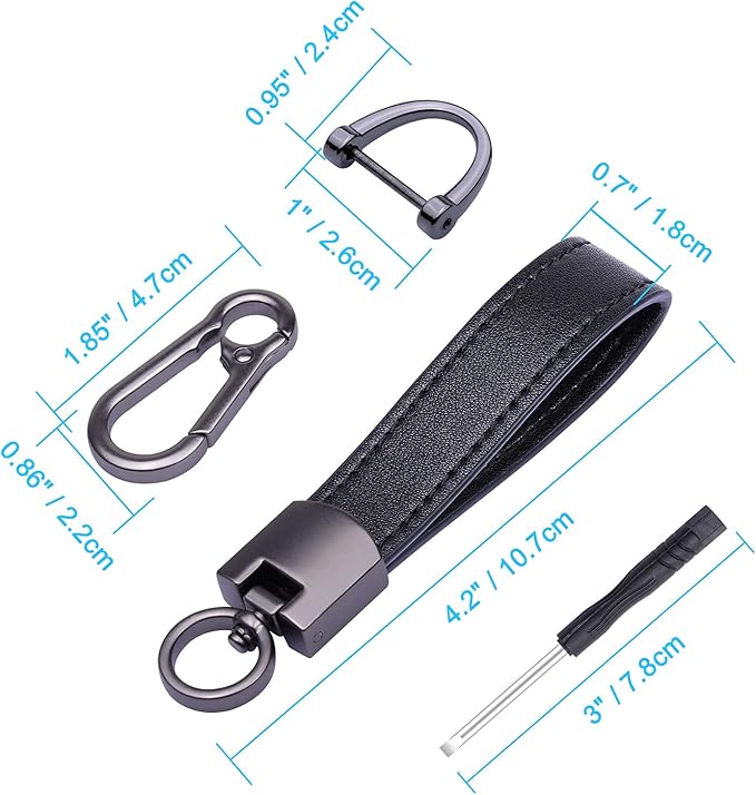 Wisdompro Genuine Leather Car Keychain, Universal Heavy Duty Key Fob Keychain Leather Key Chain Holder for Men and Women