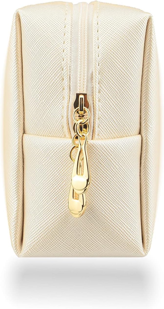 Small Makeup Bag Portable Cosmetic Bag for Women Makeup Pouch Waterproof Toiletry Bag for Travel (Beige, Normal)