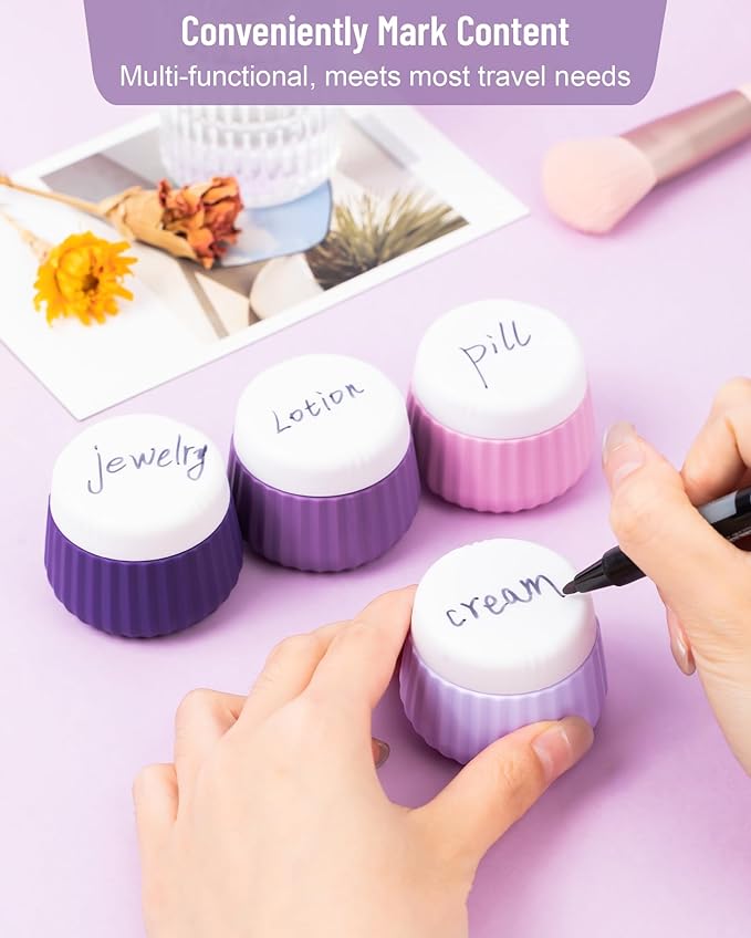 Mrsdry Travel Containers for Toiletries 4 Pack, TSA Approved Travel Size Toiletries, Travel Size Containers, With Clear Bag Leak Proof Silicone Jars, Travel Essentials Creams Jars Carrying Small Items
