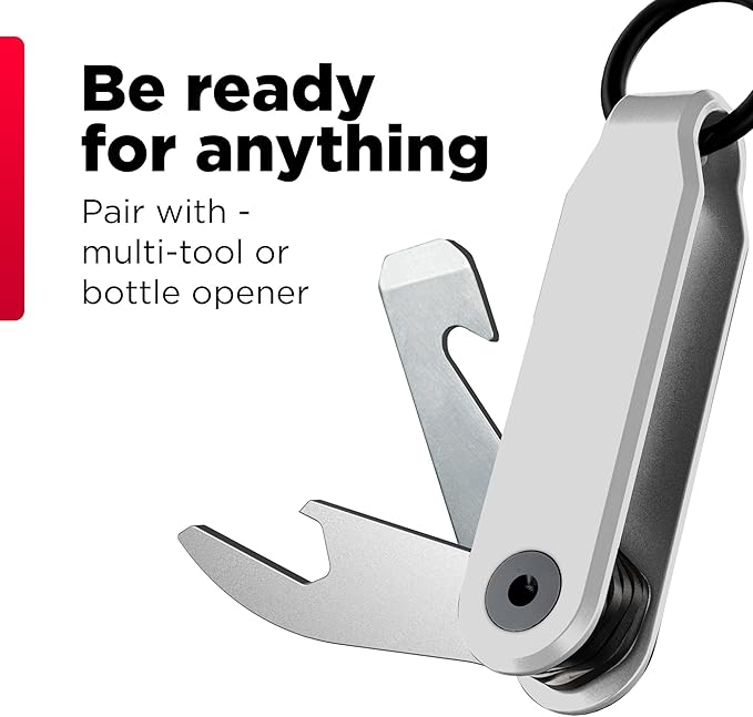 KeySmart Loop - Keychain Key Holder, FKM Silicone Compact Key Organizer for Key Chain, Clutter-Free Compact EDC Key Chains