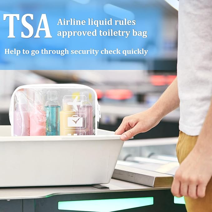 sogiv 3Pcs TSA Approved Toiletry Bag, Clear Travel Toiletry Bag, Clear Makeup Bag, Waterproof Travel Makeup Cosmetic Bag, Carry On Airport Airline Quart Size Travel Bag for Women Men (White)