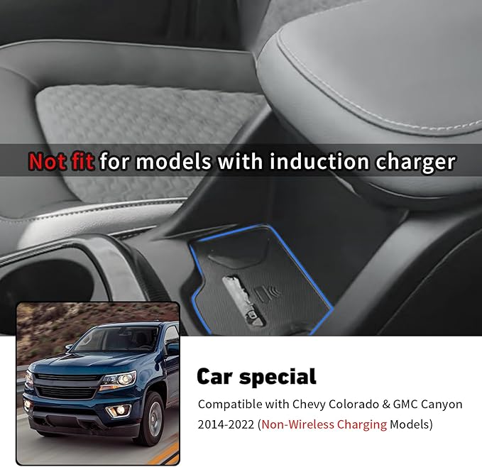 Linskip Center Console Hanging Storage Organizer Compatible with Chevy Colorado & GMC Canyon 2015-2022 (Non-Wireless Charging Models), for Chevrolet Colorado Armrest Tray, Interior Accessories
