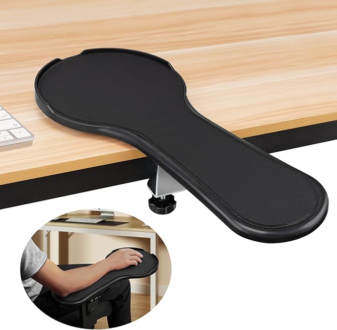 Upgrade Chair arm Mouse pad, Ergonomic Arm Rest Mouse Pads for Chairs and Desk, Adjustable Mouse Tray,Forearms Pressure Relief Computer Desk Extender, Black (Black（YU8351）)