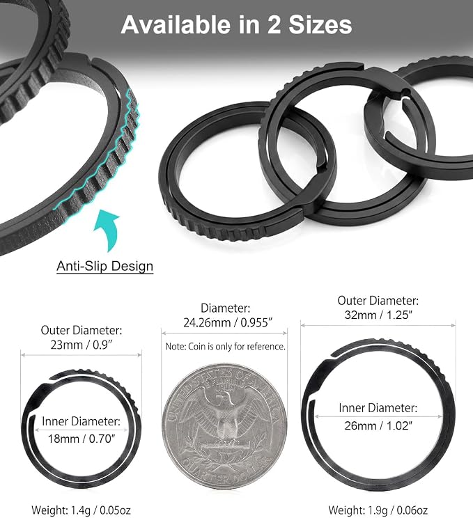 PJYTAC Titanium Key Rings Side Push Key Chain Rings Heavy Duty, Ultra Light Easy to Open Keyrings for Key Fobs Gift for Men