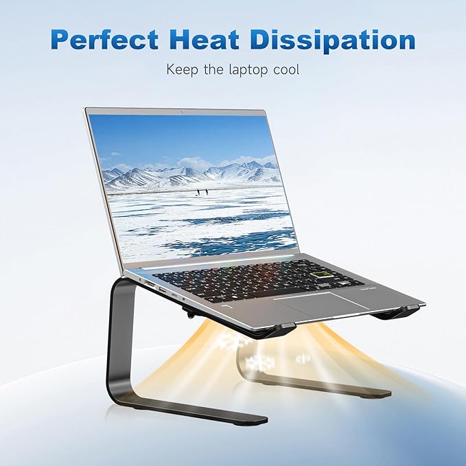 suptek Aluminum Laptop Stand,Ergonomic Detachable Computer Laptop Stand for Desk, Metal Computer Riser, Notebook Riser Heavy Stable PC Holder for 10-16" Laptops Notebook Computer, Black