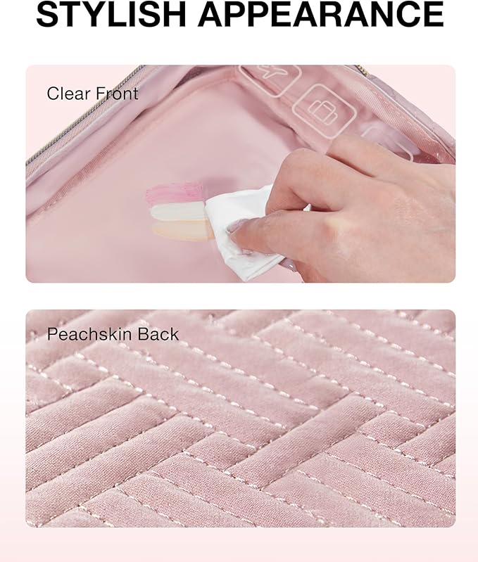 BAGSMART TSA Approved Toiletry Bag, 2 Pack Clear Makeup Cosmetic Bag Organizer, Quart Size Travel Bag for Toiletries, Carry-on Travel Accessories Essentials - Pink