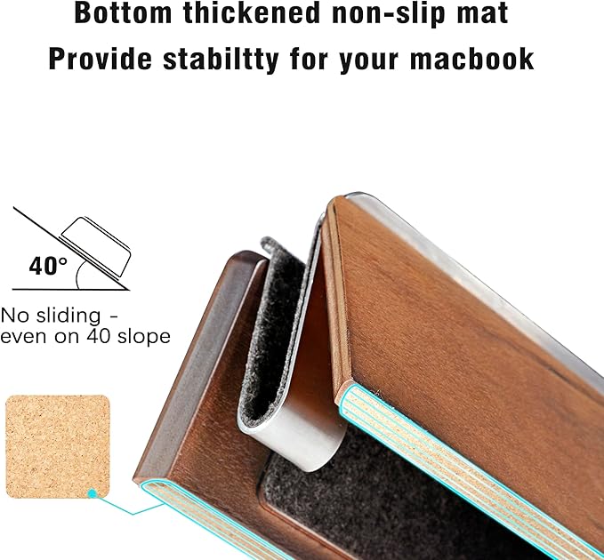 SAMDI Vertical Laptop Stand for Desk, Wooden Laptop Holder Vertical for MacBook, HP, Samsung, Chrome Book and Other Laptops(Walnut)