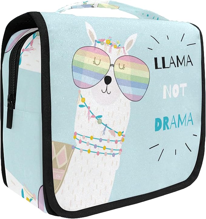 senya Hanging Travel Toiletry Bag Kit Makeup Case Cosmetics Organizer for Men Women (Llama Alpaca Drama)