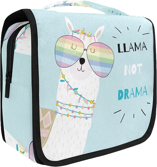 senya Hanging Travel Toiletry Bag Kit Makeup Case Cosmetics Organizer for Men Women (Llama Alpaca Drama)