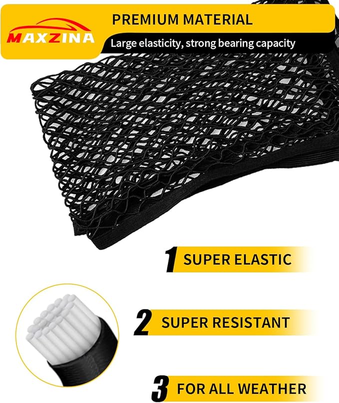 Cargo Net Compatible with 2022-2026 Ford Maverick 2021-2026 F150 Truck Storage Net Dense Mesh Single Layer Stretchable Adjustable Elastic with 8 Hooks for 2025 Exterior Accessories (4'×4')