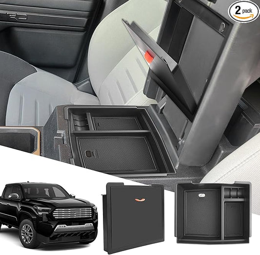 SXCY [2PCS Box for 2024 2025 2026 Toyota Tacoma Center Console Tray+Armrest Privacy Organizer for 2024 2025 2026 Toyota Tacoma Accessories Console Tray 2024 2025 2026 Tacoma Console Organizer