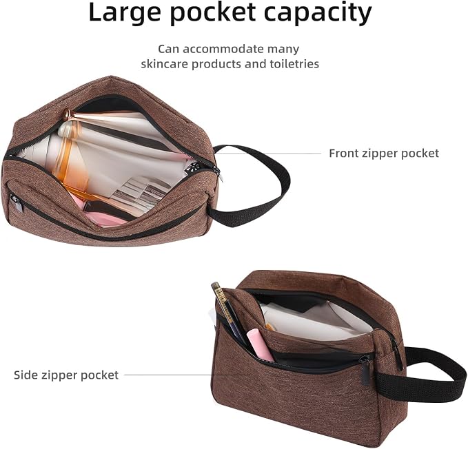 Icramsy Travel Toiletry bag Toiletry bag for women men Hanging Cosmetic bag Travel accessories for Women Men (Brown)