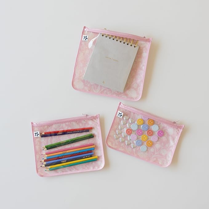 Tiny Twinkle Diaper Bag Organizing Pouches|3 Pack Mess-Proof Clear Front Travel Organizer Bags&TSA Approved Toiletry Bag Set for Baby and Mom Essentials