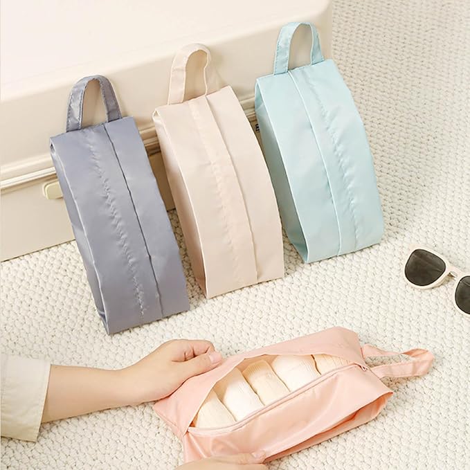 Twill Fabric Organiser with Handle Portable Laundry Bag for Underwear Socks Travel Essential Breathable Travel Underwear Organiser
