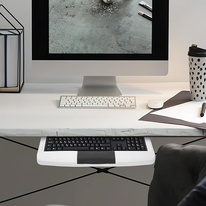 jojofuny Keyboard Storage Tray under Table Slide Out Office Keyboard Holder Sturdy Material Easy to Assemble