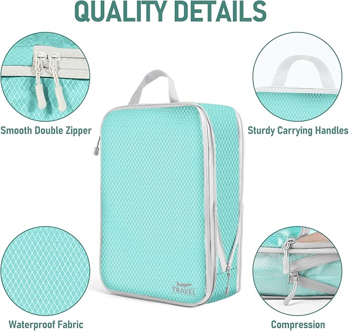 6 Set Compression Packing Cubes, Suitcase Organizer, Lightweight Travel Essentials, Compression Bags For Travel Accessories Luggage Storage Set (6Pcs, Blue)