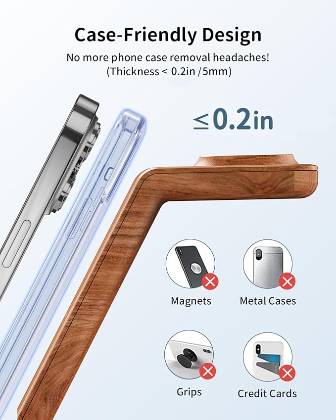 JoyGeek 3 in 1 Charging Station for Apple Devices, Wireless Charger Stand for iPhone 17/16/15/14/13/12/11/SE/X Pro Max Plus - Apple Watch 11/10/9/Ultra 2/8/SE/7/6/5 - AirPods Pro 2/3/2