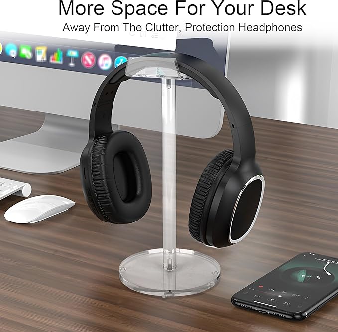 Acrylic Desktop Headphone Holder, Countertop Accessories Stand,Universal for All Music Gaming Headsets 1 Pack(DP015)
