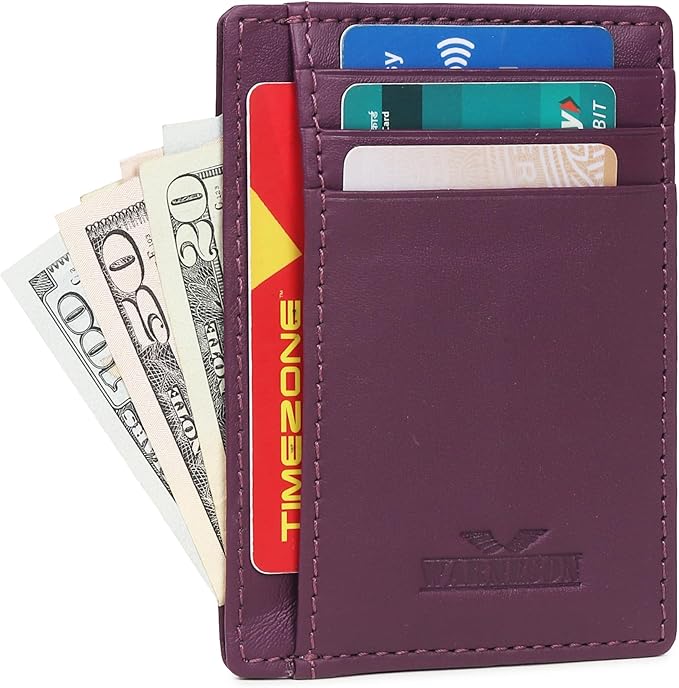Ultra Slim Leather Wallet Just 0.12 Thick, 6 Card Slots, RFID Blocking, Soft, Durable, Minimalist Genuine Leather, Credit Card Holder for Men & Women Great Gift