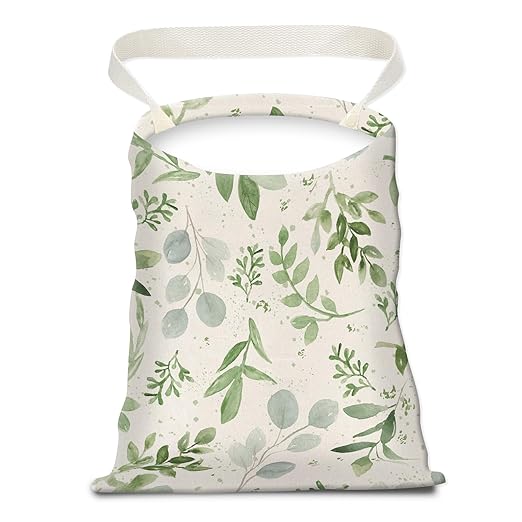 Car Trash Can, Seat Back Hanging Car Trash Bag, Cute Canvas Car Garbage Bag, Essential Car Trash Bin Car Organizers Green Leaf Floral